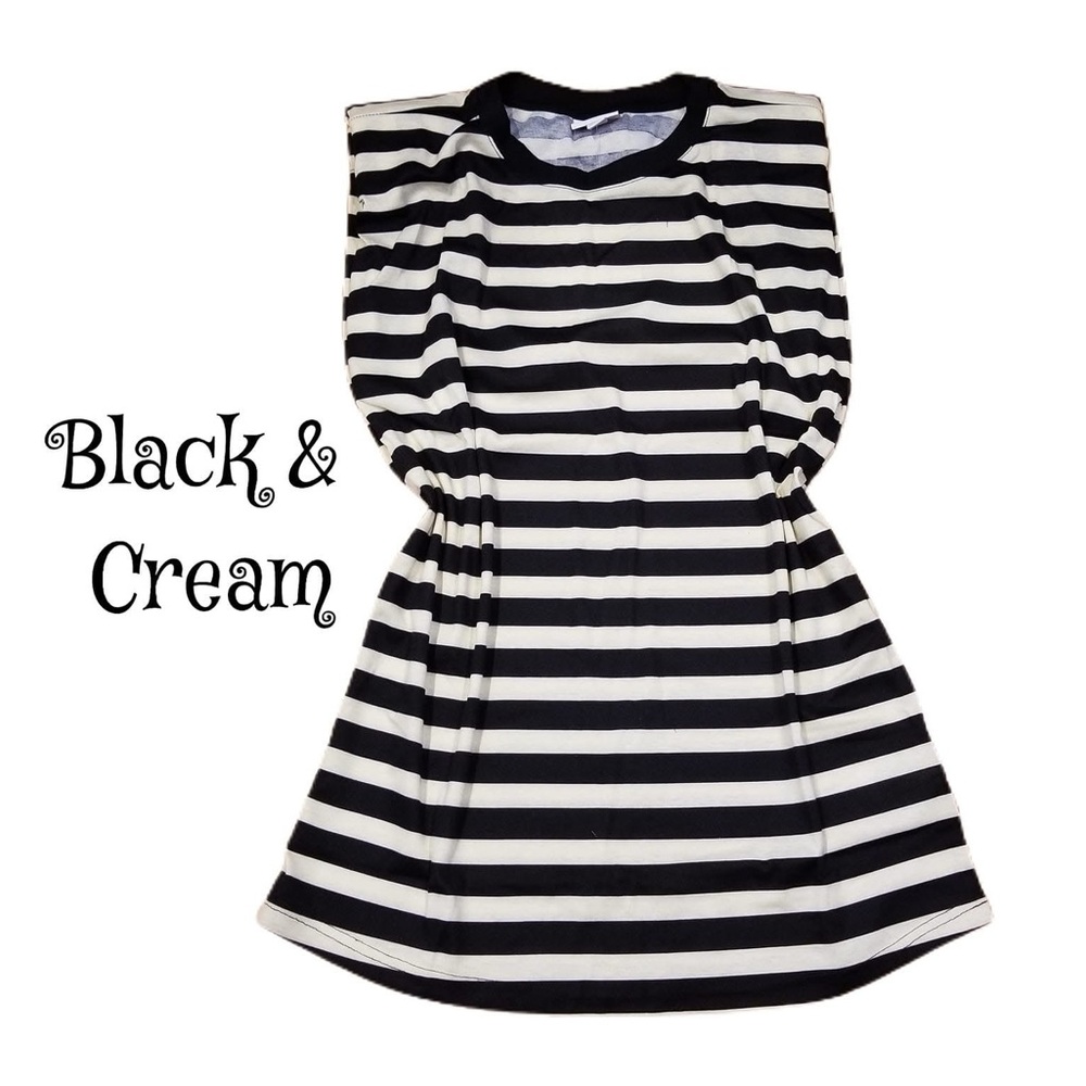 LuLaRoe Black and Cream Striped Tunic